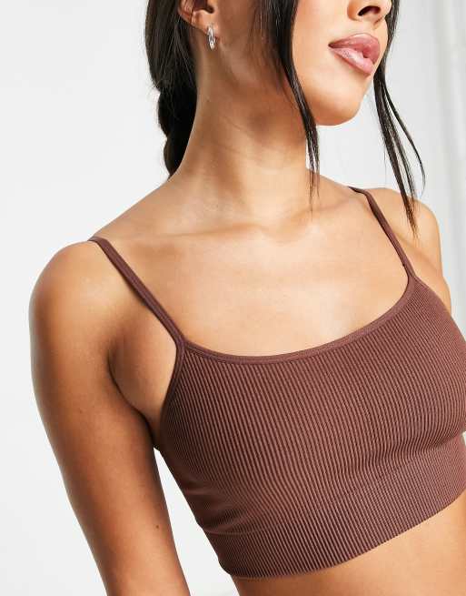 HIIT seamless rib bralet in brown