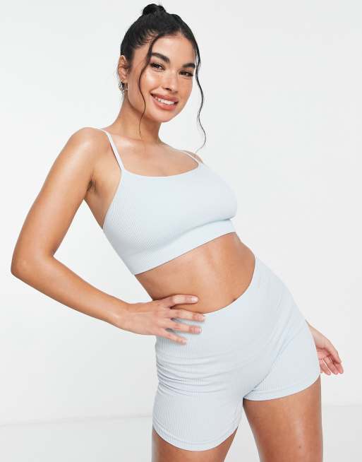 HIIT seamless rib bralet in ice blue