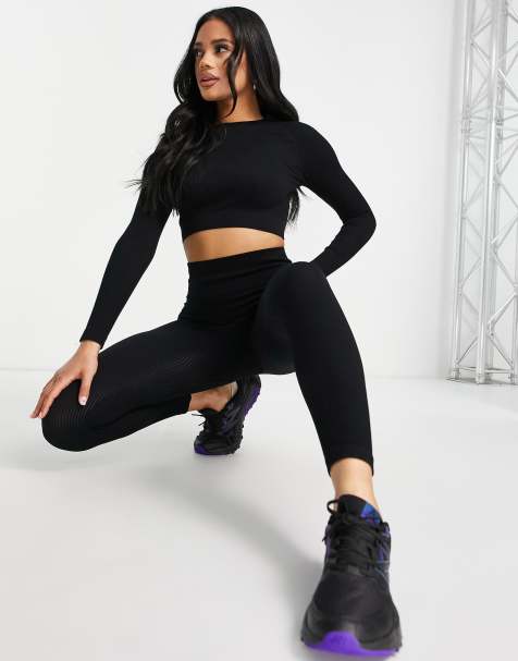 HIIT seamless rib legging in black - view 1