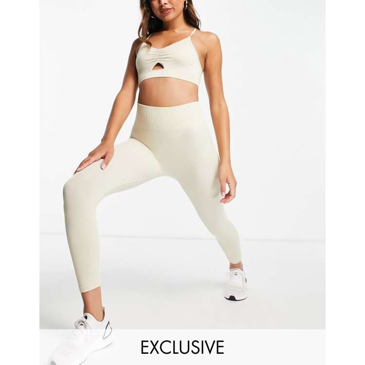 HIIT seamless rib legging in ecru