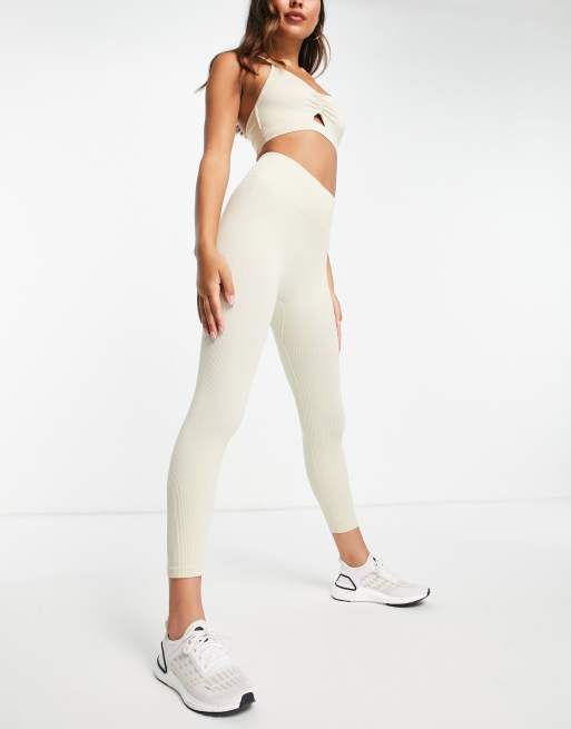 HIIT seamless rib legging in ecru