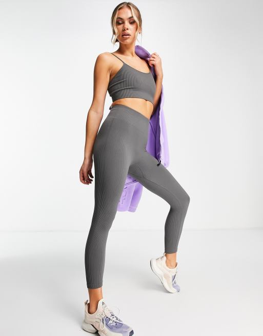 ASOS DESIGN ribbed leggings in gray heather