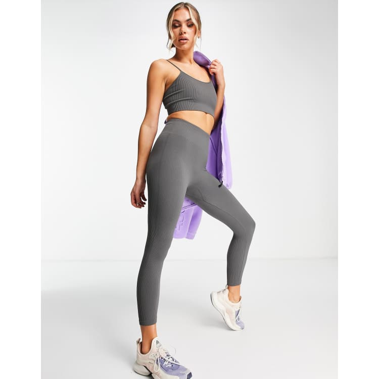 HIIT seamless rib leggings in gray