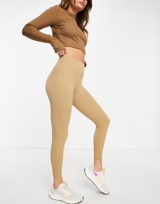 HIIT seamless rib leggings in light brown