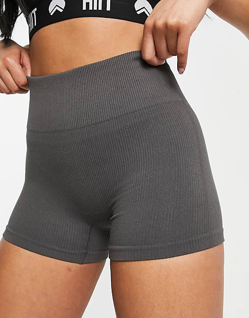 HIIT seamless rib shorts in charcoal