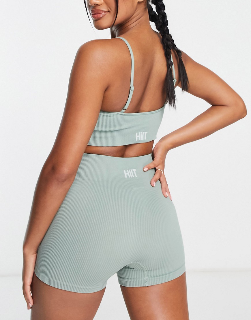 HIIT seamless ribbed essential booty shorts in lilypad-Green