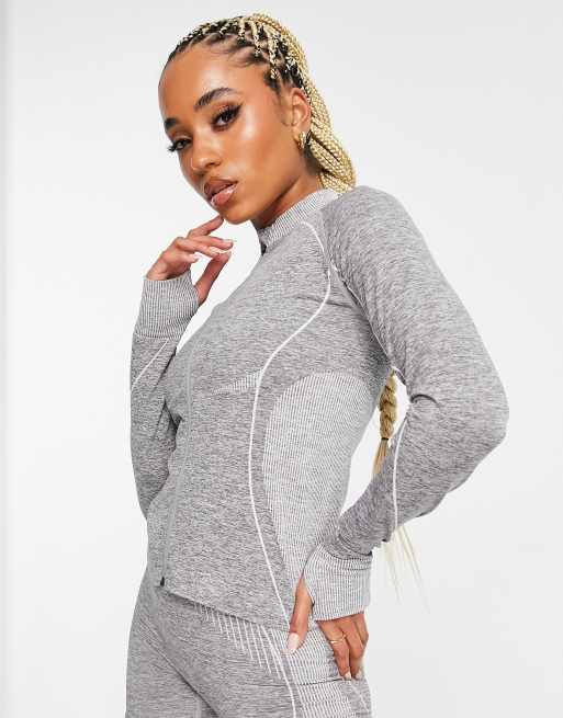 HIIT seamless zip through in gray heather