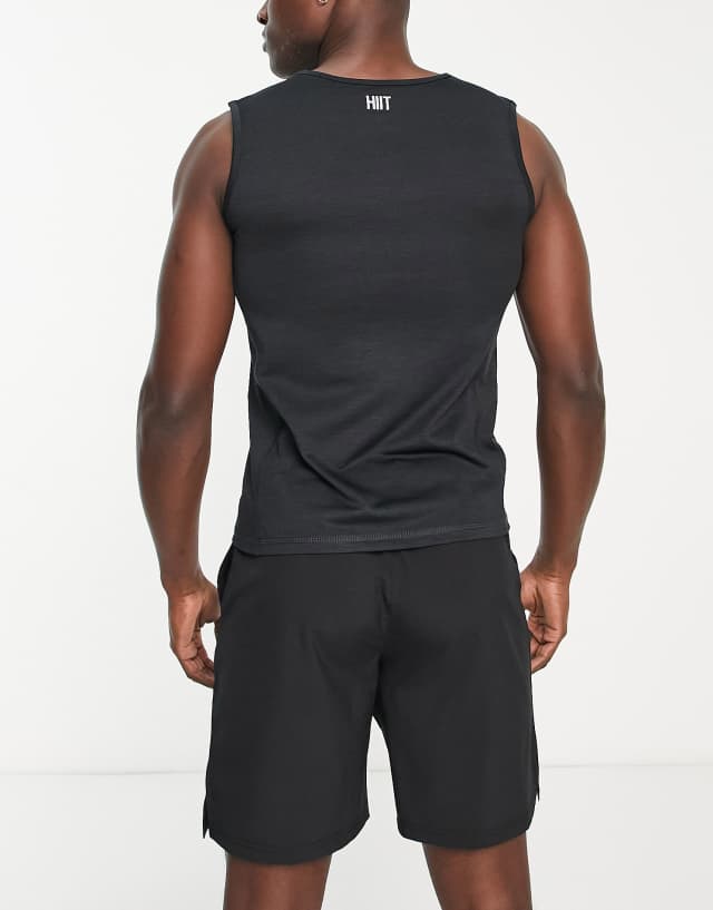 HIIT sleeveless training T-shirt in black heather