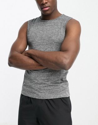 HIIT sleeveless training t-shirt in grey marl