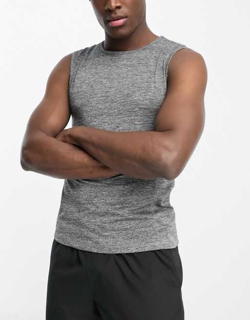 HIIT sleeveless training T-shirt in heather gray