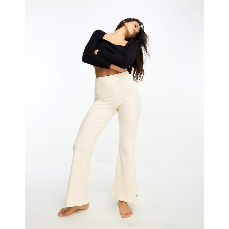 Beige Soft Touch High Waist Flared Pants