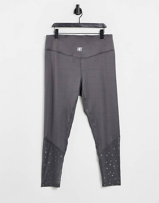 HIIT star lace panel leggings in grey
