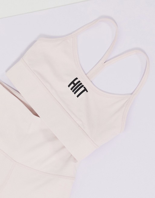 HIIT strappy logo bra in pale pink