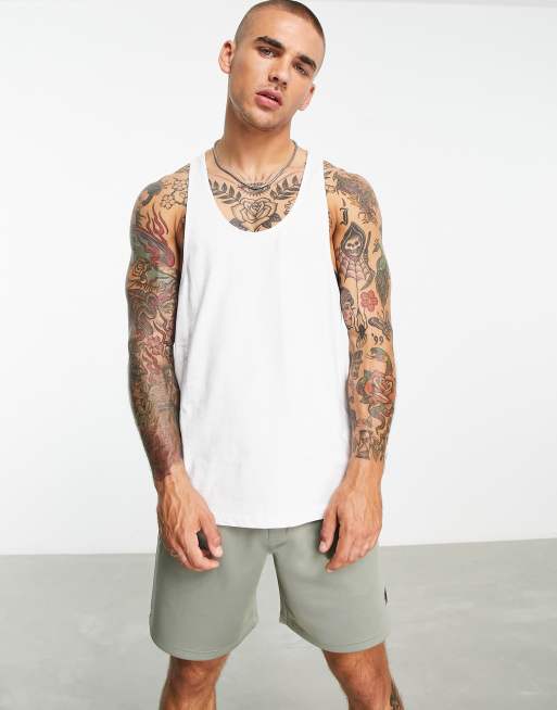 HIIT string singlet in white