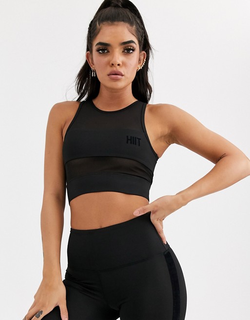 HIIT Studio cropped vest with mesh inserts in black