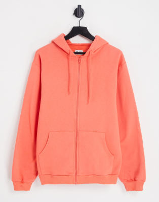 HIIT oversized zip through hoodie in coral - ASOS Price Checker