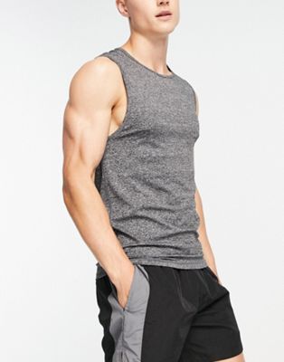 HIIT sleeveless training t-shirt in black marl - ASOS Price Checker
