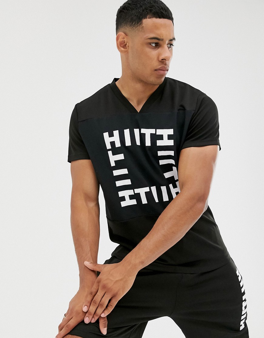 HIIT - T-shirt in rete nera con grafica-Nero