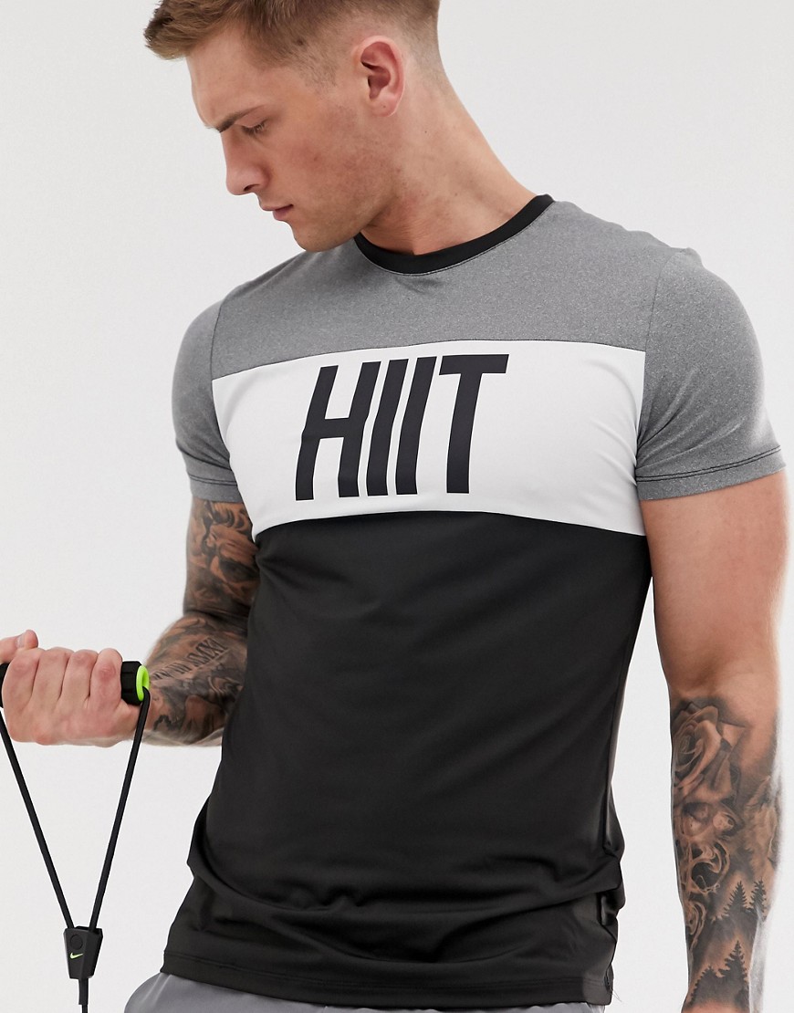 HIIT - T-shirt met kleurvlak in zwart