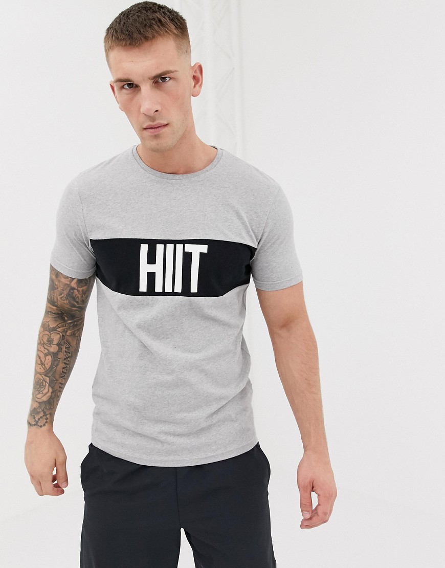 HIIT - T-Shirt met paneel op de borst in grijs