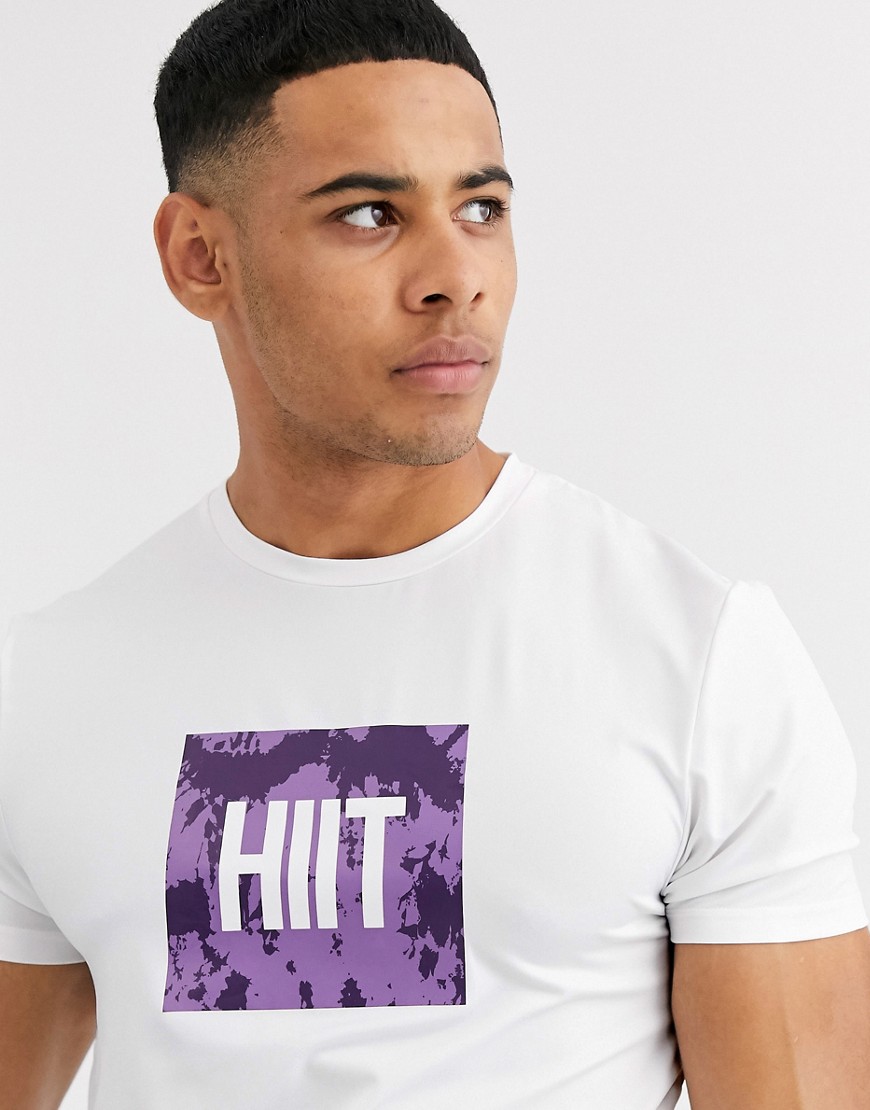 HIIT - T-shirt met tie-dye print in wit