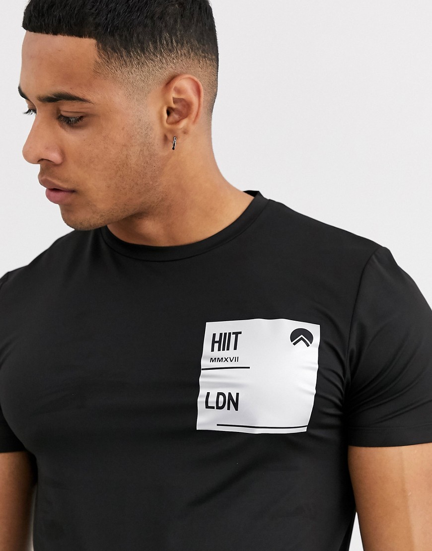 HIIT - T-shirt nera con stampa riflettente-Nero
