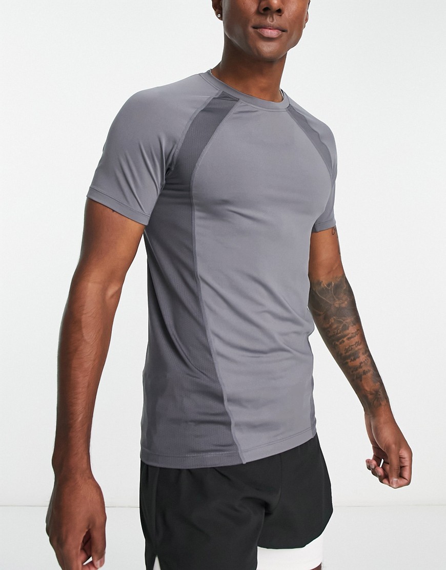 t-shirt with mesh side panels-Gray