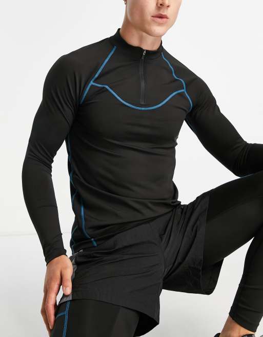 HIIT - Top de sport à fermeture éclair 1/4 et coutures contrastées