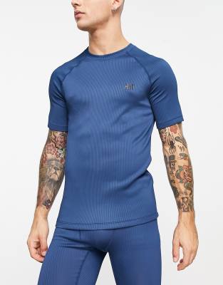 HIIT training t-shirt in navy rib  - ASOS Price Checker