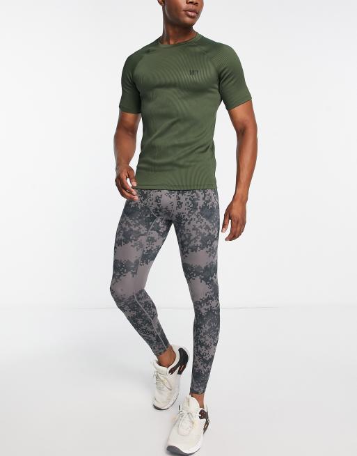 HIIT training t-shirt in rib in khaki