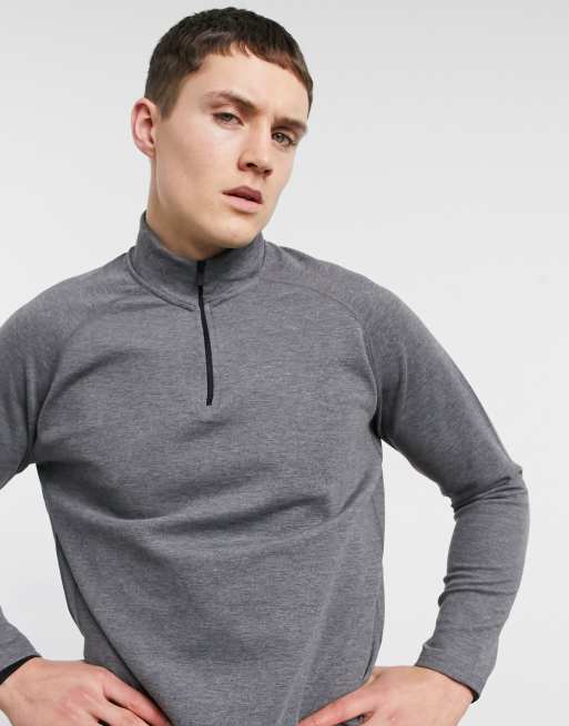 HIIT Training tech 1/4 zip long sleeve top in charcoal ASOS