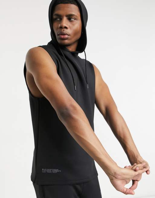 Relaxed Fit Sleeveless Hoodie - Black - Men