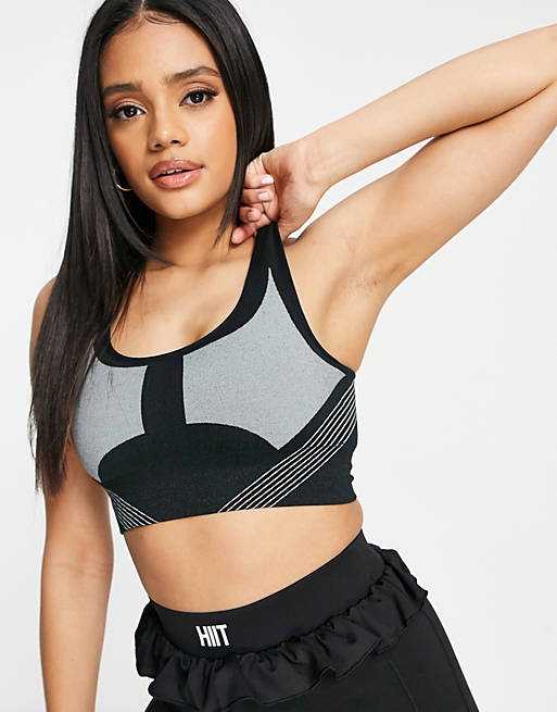 HIIT two tone seamless bralet in black and stone