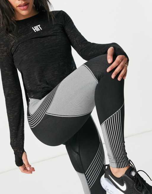 HIIT two tone seamless leggings in black and stone, 3 of 4