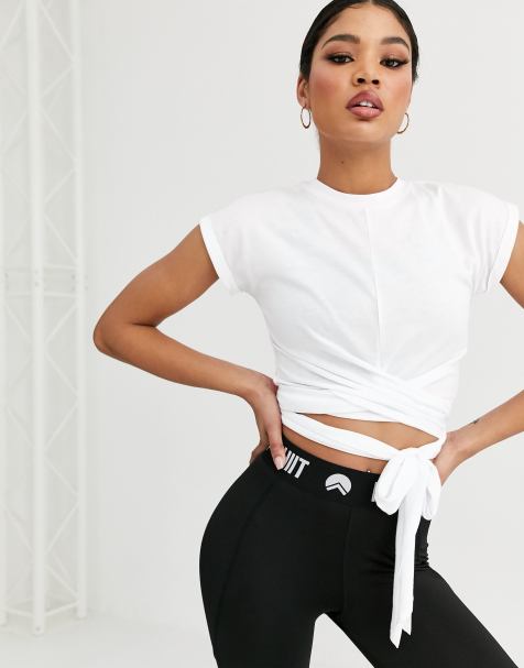 HIIT – Weißes T-Shirt mit Schnürung vorn