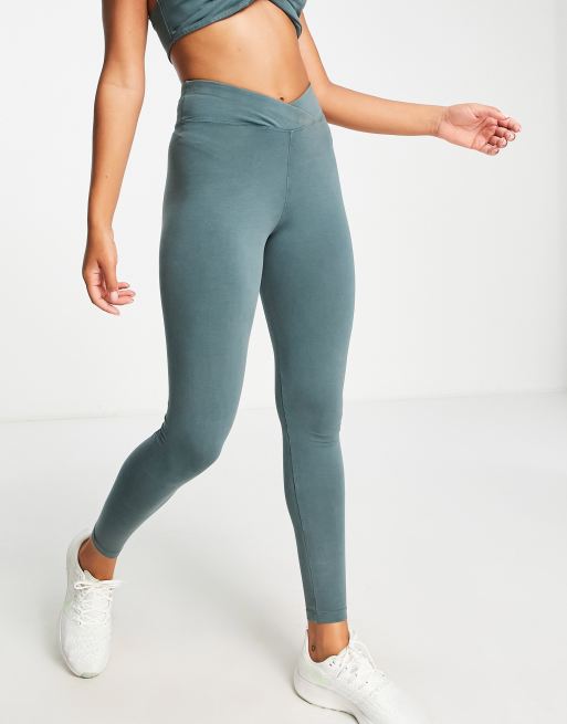 HIIT wrap waist leggings in washed teal