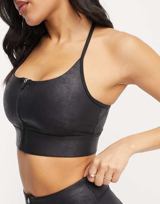 HIIT zip front bra in black