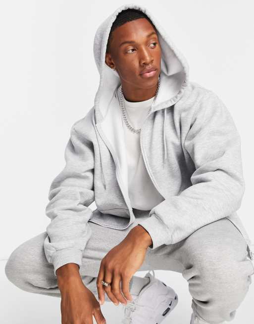 ZIP-UP HOODIE - Grey marl