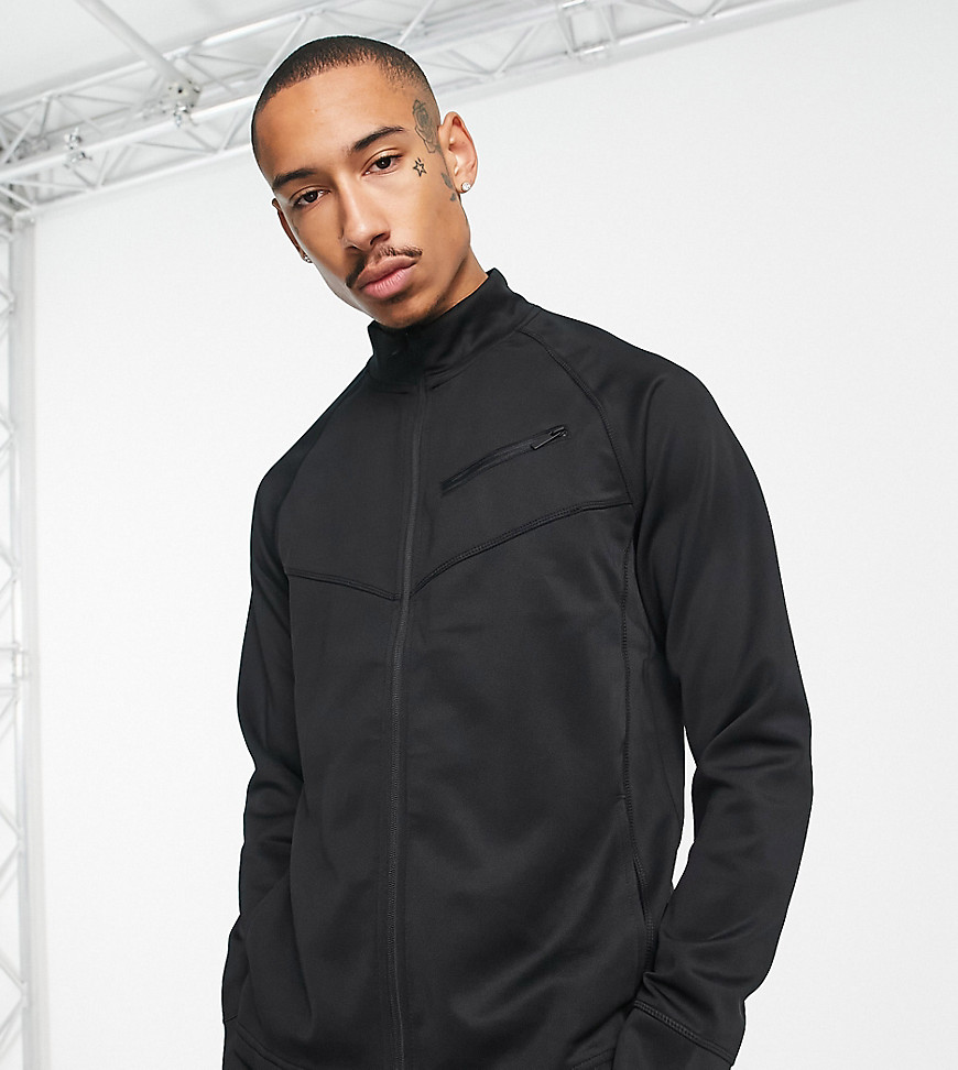 zip through track jacket in tricot in black