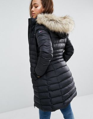 longline padded hooded jacket
