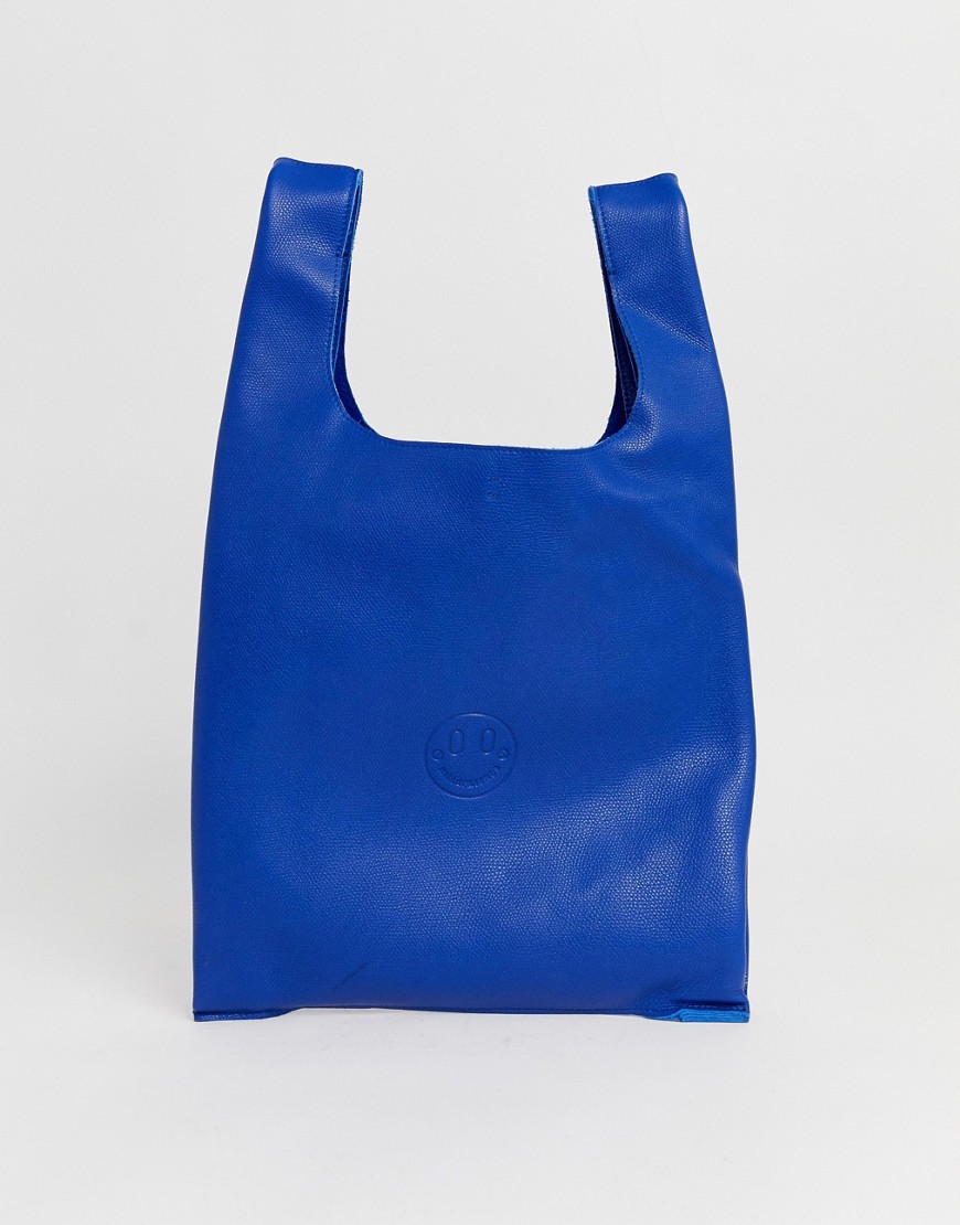 Hill and Friends Happy leather shopper bag in blue