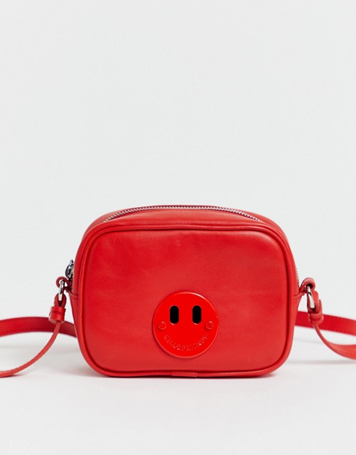 Hill and Friends Happy Mini leather camera bag in red