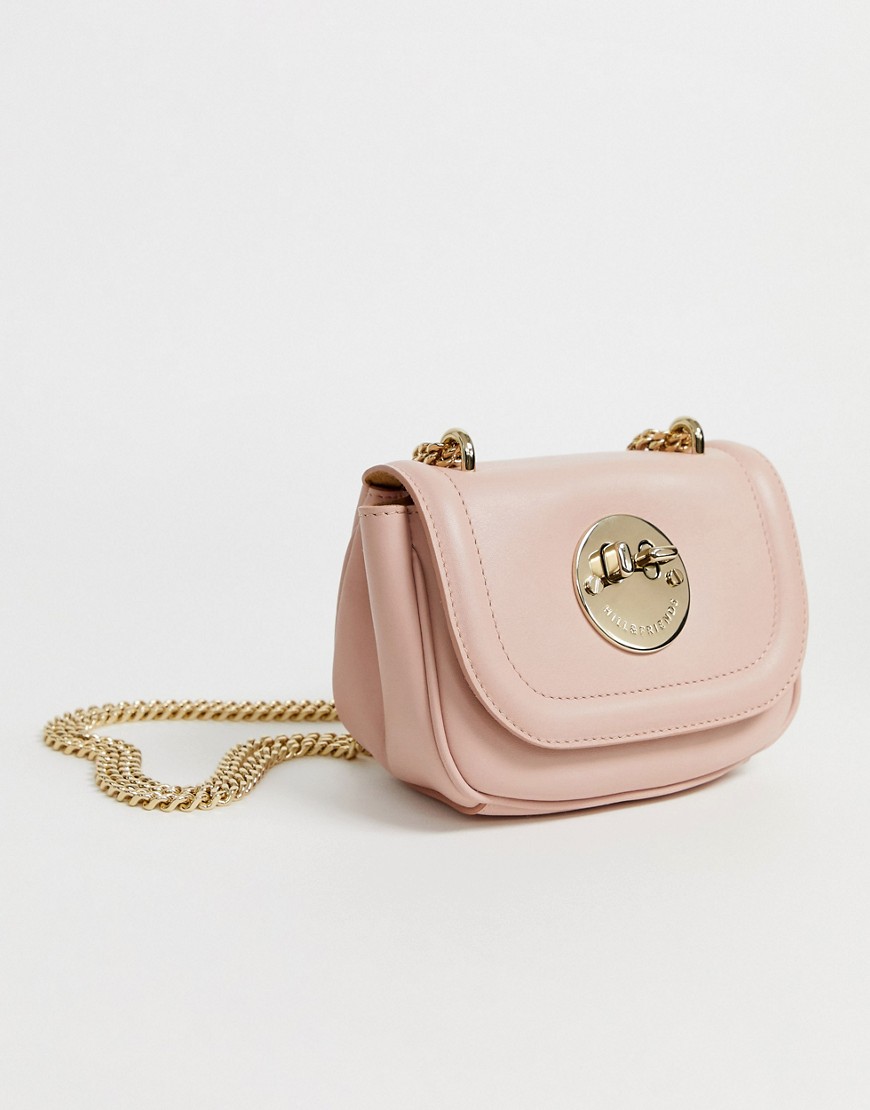 Hill and Friends Tweency bag in blush pink leather with chain handle