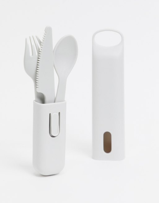Hip - Set di posate in plastica con custodia grigio 