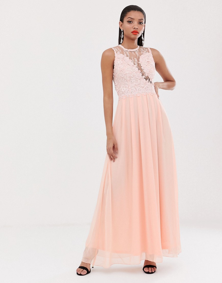Højhalset maxi kjole fra AX Paris-Pink