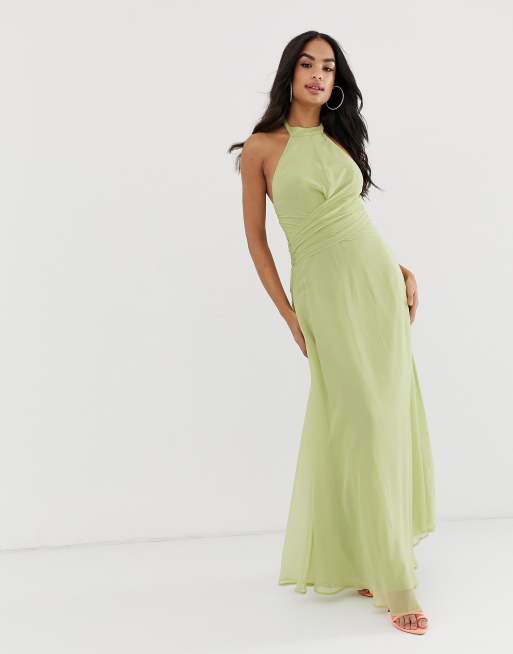 Højhalset maxikjole med drape-talje fra ASOS DESIGN