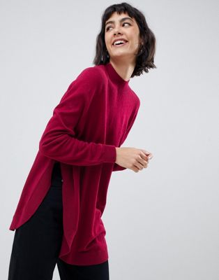 Højhalset trøje i uldblanding fra Selected Eileen-Rød