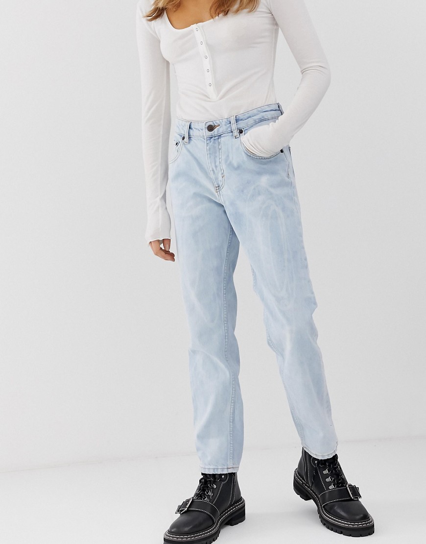 Højtaljede 80'er-jeans med cropped ben i økologisk bomuld fra Cheap Monday-Blå