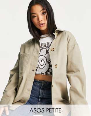 Хлопковый шакет цвета светлый хаки ASOS DESIGN Petite-Светло-бежевый цвет