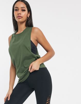 фото Хлопковая майка с заниженными проймами asos 4505-зеленый